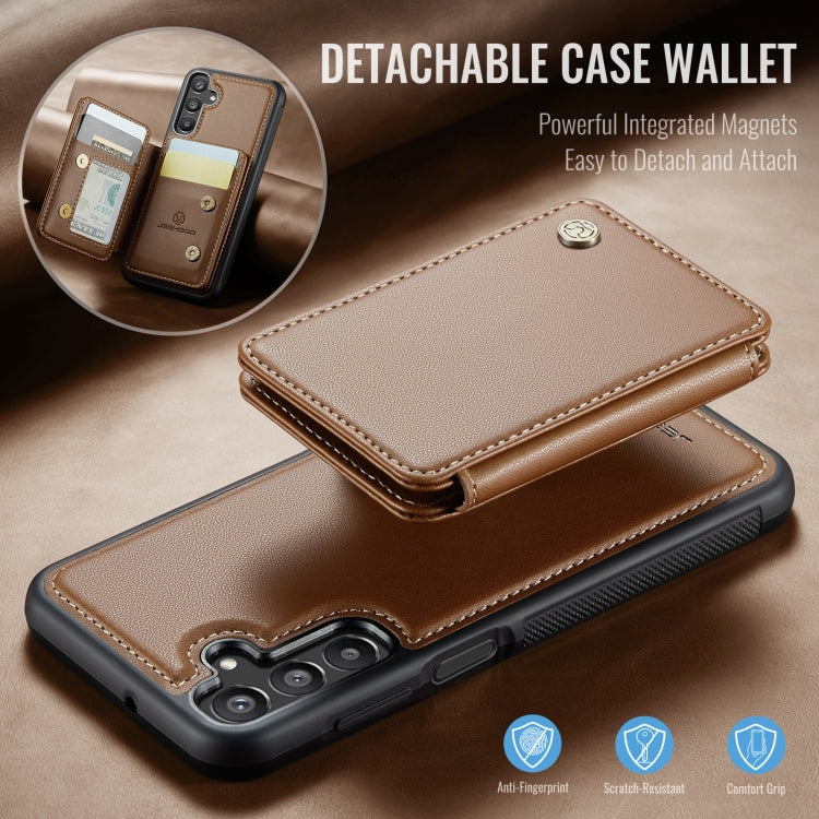 For Samsung Galaxy A16 5G JEEHOOD J05 Business Magnetic Style RFID Leather Phone Case(Brown)