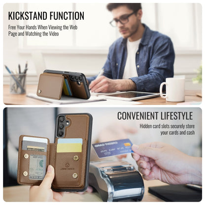 For Samsung Galaxy A16 5G JEEHOOD J05 Business Magnetic Style RFID Leather Phone Case(Brown)