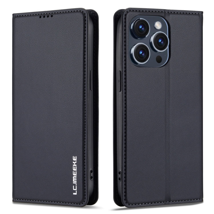Pour iPhone 14 Pro Max LC.IMEEKE L1 Series Coque de téléphone en PU givré à texture fine (Noir)