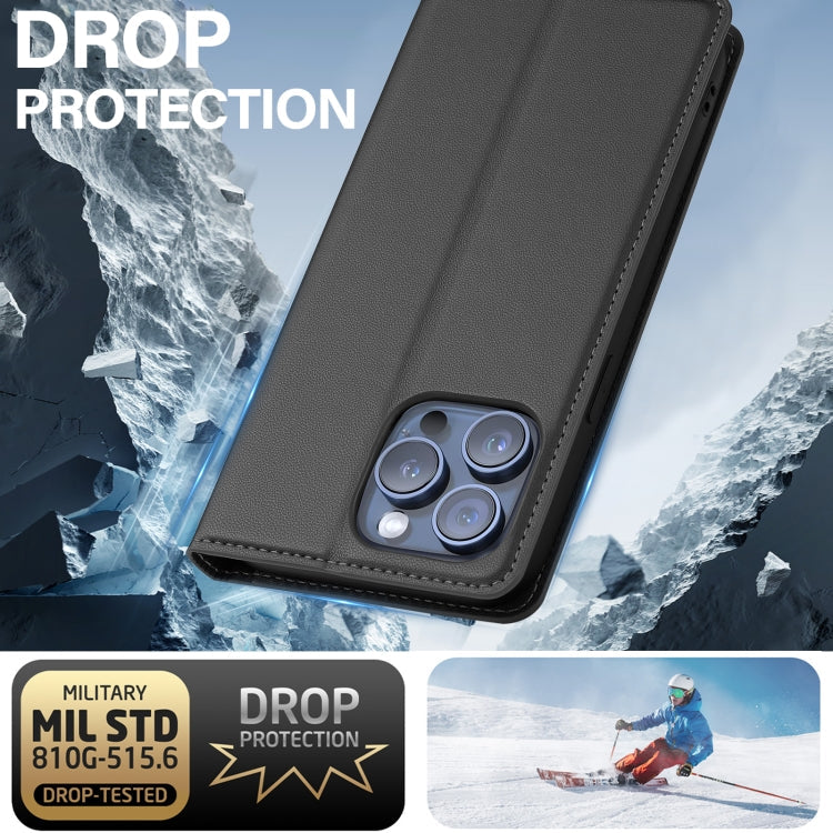 Pour iPhone 14 Pro Max LC.IMEEKE L1 Series Coque de téléphone en PU givré à texture fine (Noir)