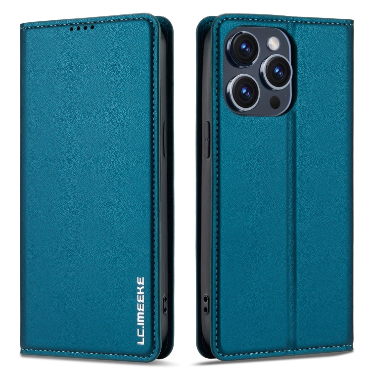 For iPhone 14 Pro Max LC.IMEEKE L1 Series Frosted Fine Texture PU Phone Case(Blue)