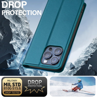 For iPhone 14 Pro Max LC.IMEEKE L1 Series Frosted Fine Texture PU Phone Case(Blue)