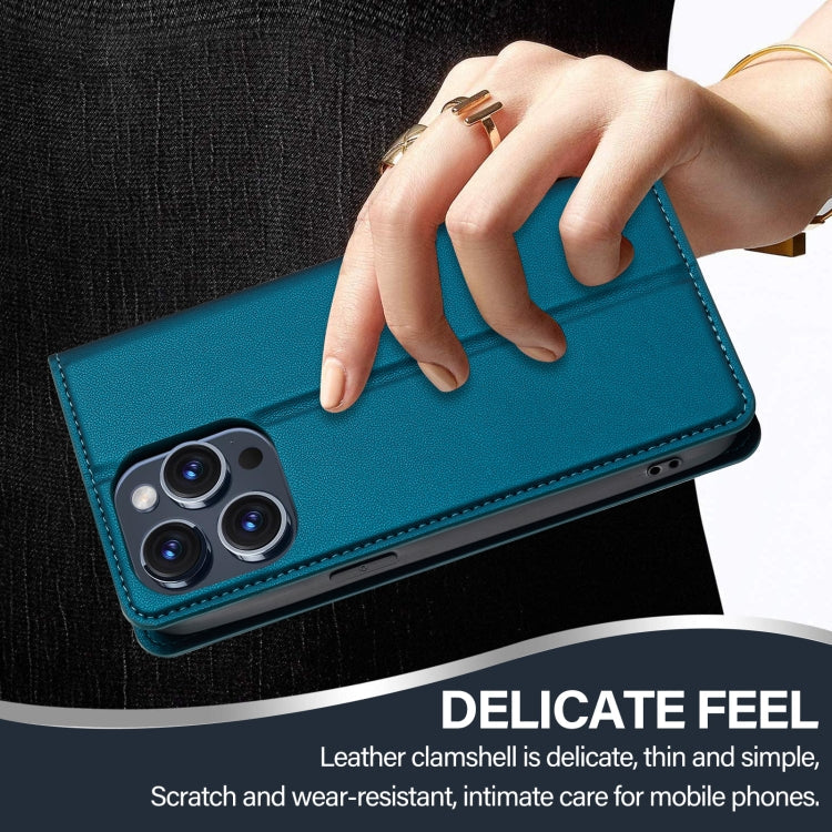For iPhone 14 Pro Max LC.IMEEKE L1 Series Frosted Fine Texture PU Phone Case(Blue)