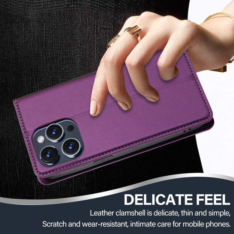 For iPhone 14 Pro Max LC.IMEEKE L1 Series Frosted Fine Texture PU Phone Case(Purple)