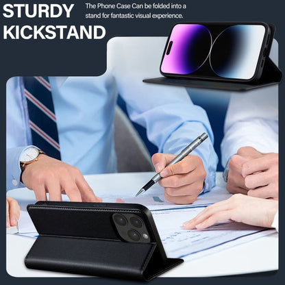 For iPhone 14 Pro LC.IMEEKE L1 Series Frosted Fine Texture PU Phone Case(Black)