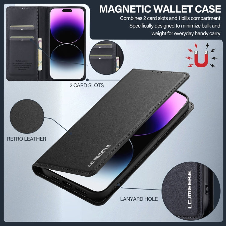 For iPhone 14 Pro LC.IMEEKE L1 Series Frosted Fine Texture PU Phone Case(Black)
