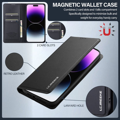 For iPhone 14 Pro LC.IMEEKE L1 Series Frosted Fine Texture PU Phone Case(Black)