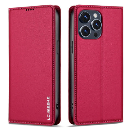 For iPhone 14 Pro LC.IMEEKE L1 Series Frosted Fine Texture PU Phone Case(Red)