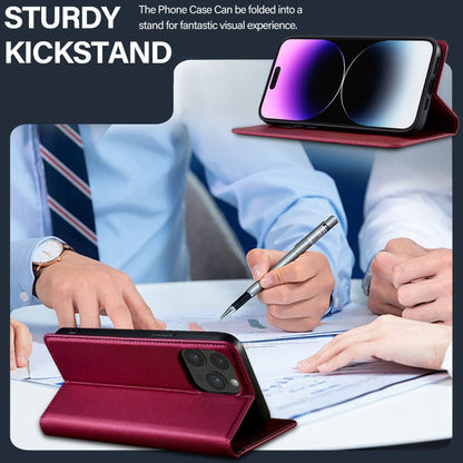 For iPhone 14 Pro LC.IMEEKE L1 Series Frosted Fine Texture PU Phone Case(Red)