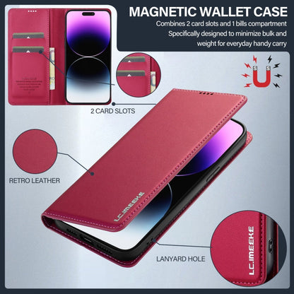 For iPhone 14 Pro LC.IMEEKE L1 Series Frosted Fine Texture PU Phone Case(Red)