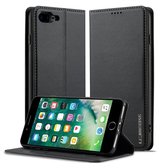 For iPhone 7 Plus / 8 Plus LC.IMEEKE L1 Series Frosted Fine Texture PU Phone Case(Black)