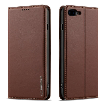 Pour iPhone 7 Plus / 8 Plus Coque de téléphone en PU texturé givré LC.IMEEKE série L1 (Marron)