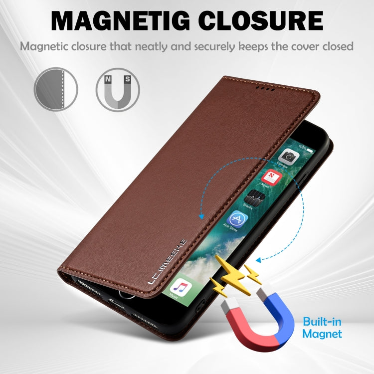 Pour iPhone 7 Plus / 8 Plus Coque de téléphone en PU texturé givré LC.IMEEKE série L1 (Marron)