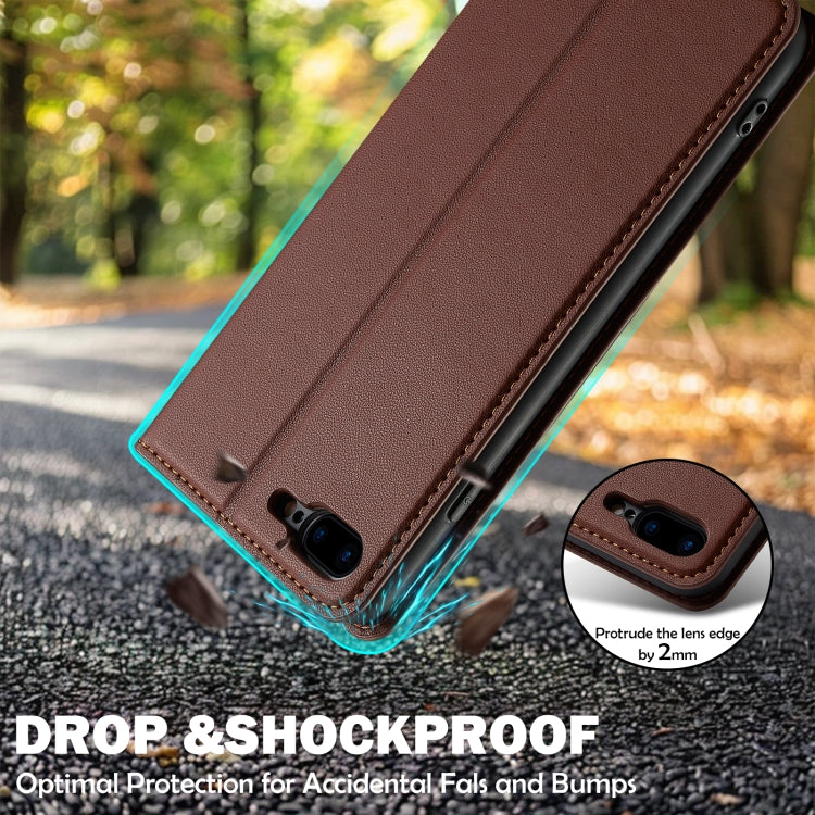 Pour iPhone 7 Plus / 8 Plus Coque de téléphone en PU texturé givré LC.IMEEKE série L1 (Marron)