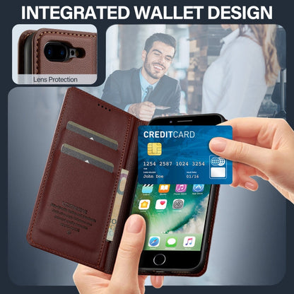 Pour iPhone 7 Plus / 8 Plus Coque de téléphone en PU texturé givré LC.IMEEKE série L1 (Marron)