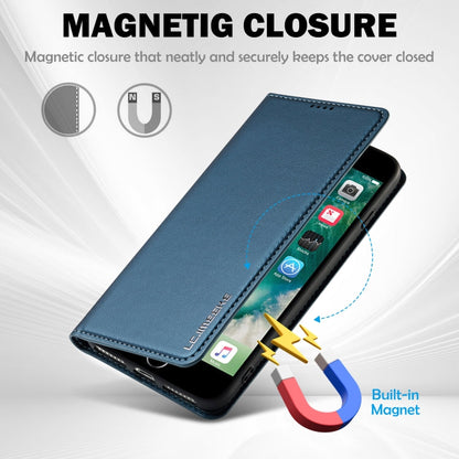 For iPhone 7 Plus / 8 Plus LC.IMEEKE L1 Series Frosted Fine Texture PU Phone Case(Blue)