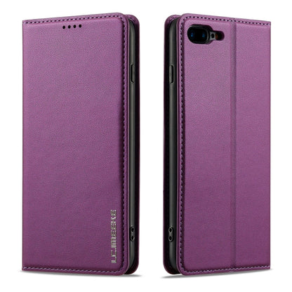 For iPhone 7 Plus / 8 Plus LC.IMEEKE L1 Series Frosted Fine Texture PU Phone Case(Purple)