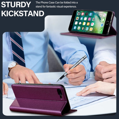 For iPhone 7 Plus / 8 Plus LC.IMEEKE L1 Series Frosted Fine Texture PU Phone Case(Purple)