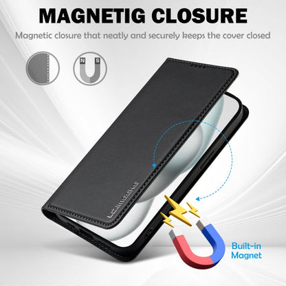 For iPhone 15 LC.IMEEKE L1 Series Frosted Fine Texture PU Phone Case(Black)