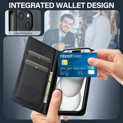 For iPhone 15 LC.IMEEKE L1 Series Frosted Fine Texture PU Phone Case(Black)