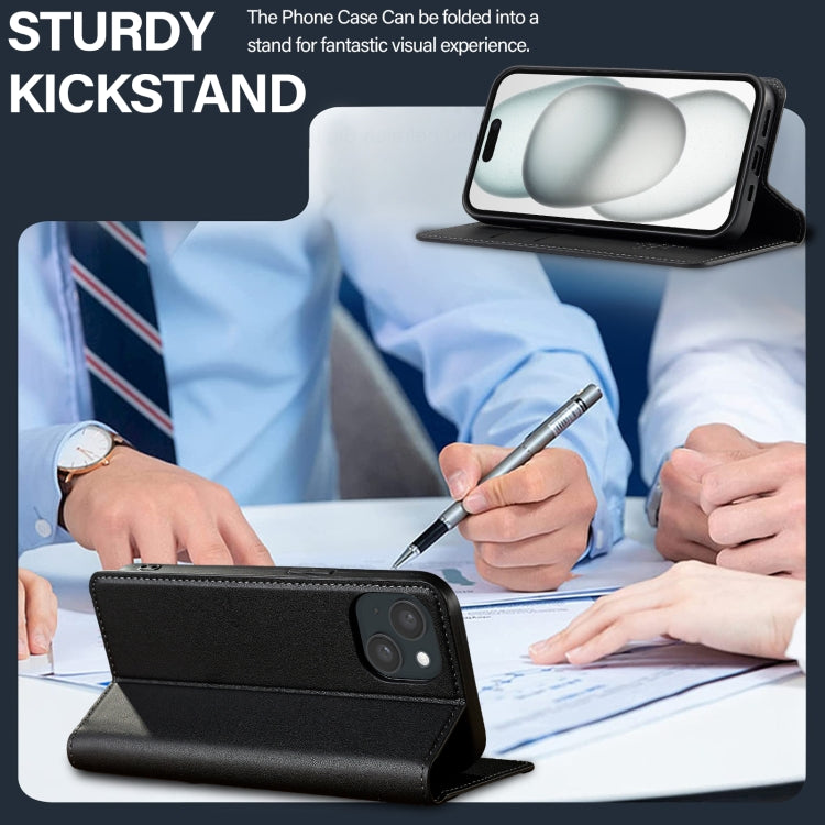 For iPhone 15 LC.IMEEKE L1 Series Frosted Fine Texture PU Phone Case(Black)