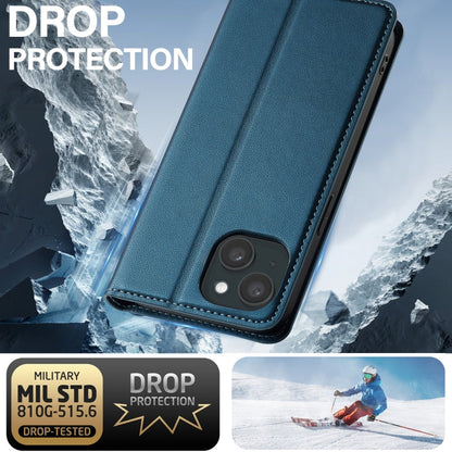 For iPhone 15 LC.IMEEKE L1 Series Frosted Fine Texture PU Phone Case(Blue)