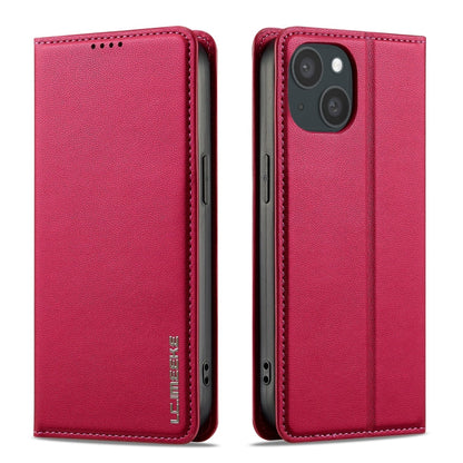For iPhone 15 LC.IMEEKE L1 Series Frosted Fine Texture PU Phone Case(Red)