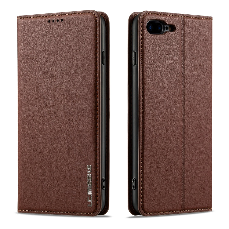 For iPhone 7 / 8 / SE 2020 LC.IMEEKE L1 Series Frosted Fine Texture PU Phone Case(Brown)