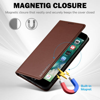 For iPhone 7 / 8 / SE 2020 LC.IMEEKE L1 Series Frosted Fine Texture PU Phone Case(Brown)