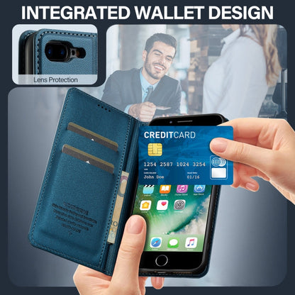 Pour iPhone 7 / 8 / SE 2020 LC.IMEEKE Série L1 Étui de téléphone en PU à texture fine givrée (Bleu)