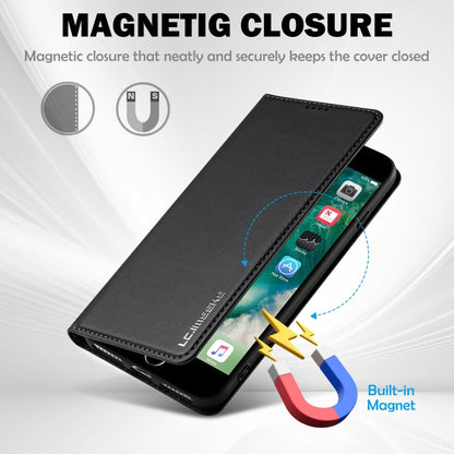 For iPhone SE 2022 LC.IMEEKE L1 Series Frosted Fine Texture PU Phone Case(Black)