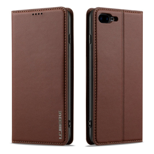 For iPhone SE 2022 LC.IMEEKE L1 Series Frosted Fine Texture PU Phone Case(Brown)