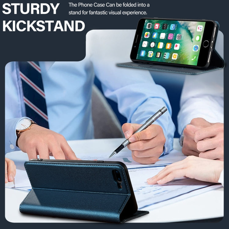 For iPhone SE 2022 LC.IMEEKE L1 Series Frosted Fine Texture PU Phone Case(Blue)