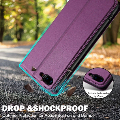 For iPhone SE 2022 LC.IMEEKE L1 Series Frosted Fine Texture PU Phone Case(Purple)