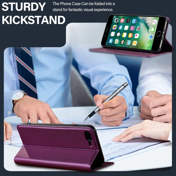 For iPhone SE 2022 LC.IMEEKE L1 Series Frosted Fine Texture PU Phone Case(Purple)