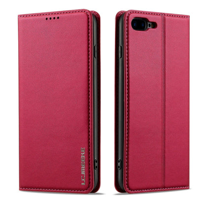 For iPhone SE 2022 LC.IMEEKE L1 Series Frosted Fine Texture PU Phone Case(Red)
