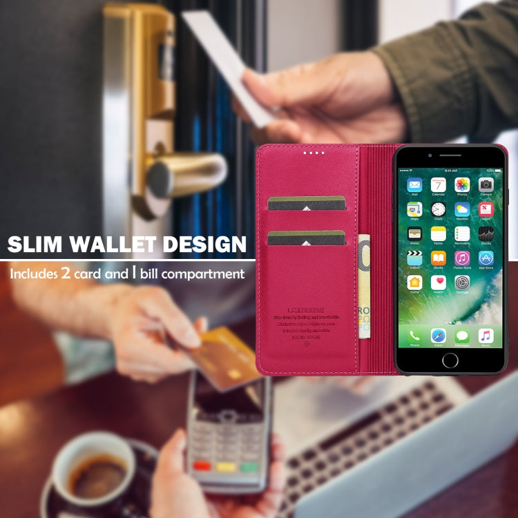 For iPhone SE 2022 LC.IMEEKE L1 Series Frosted Fine Texture PU Phone Case(Red)