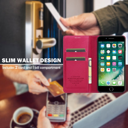 For iPhone SE 2022 LC.IMEEKE L1 Series Frosted Fine Texture PU Phone Case(Red)