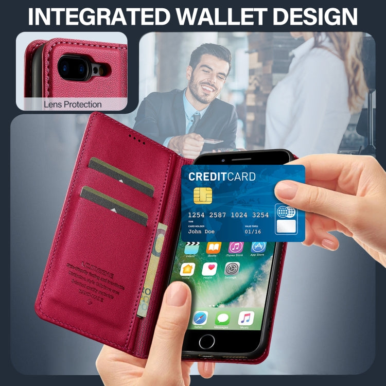 For iPhone SE 2022 LC.IMEEKE L1 Series Frosted Fine Texture PU Phone Case(Red)