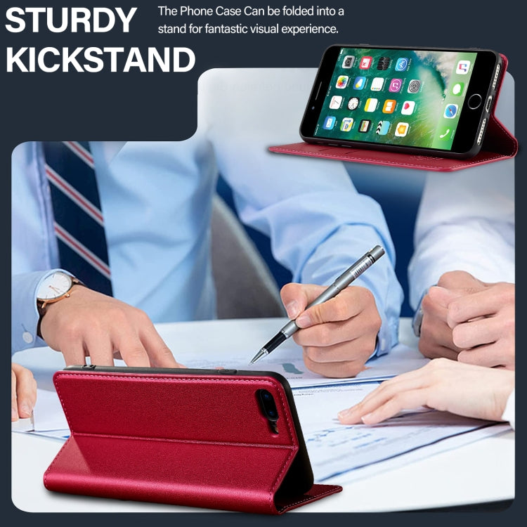 For iPhone SE 2022 LC.IMEEKE L1 Series Frosted Fine Texture PU Phone Case(Red)