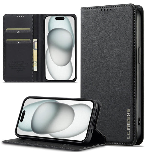 Pour iPhone 14 / 13 LC.IMEEKE Série L1 Étui de téléphone en PU texturé givré (Noir)