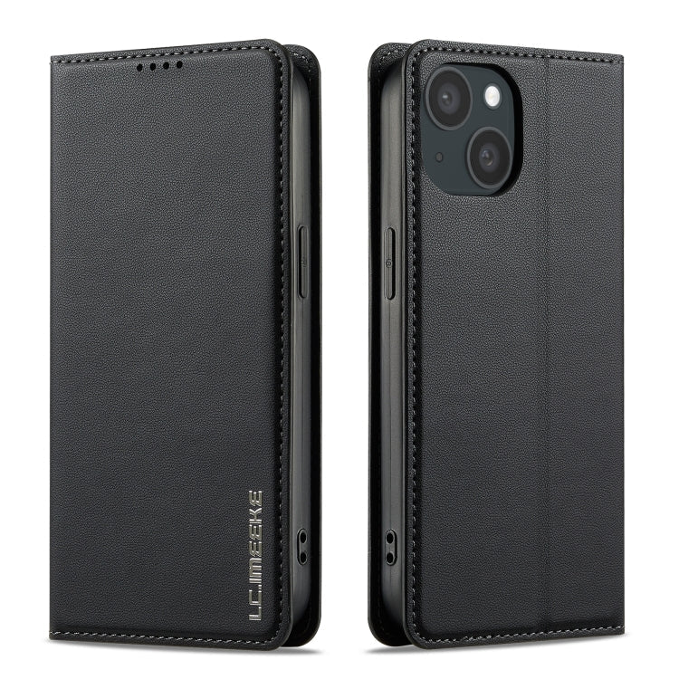 For iPhone 14 / 13 LC.IMEEKE L1 Series Frosted Fine Texture PU Phone Case(Black)
