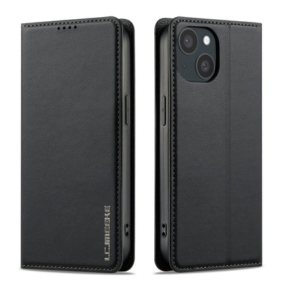 For iPhone 14 / 13 LC.IMEEKE L1 Series Frosted Fine Texture PU Phone Case(Black)