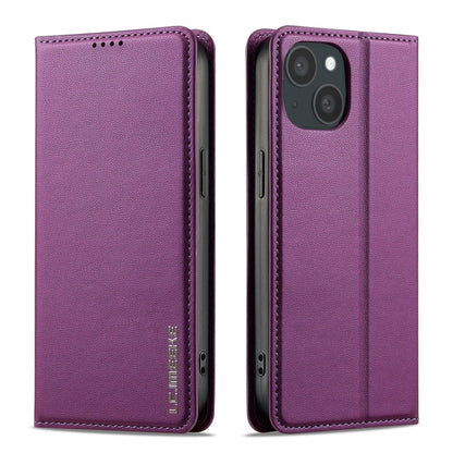 For iPhone 14 / 13 LC.IMEEKE L1 Series Frosted Fine Texture PU Phone Case(Purple)