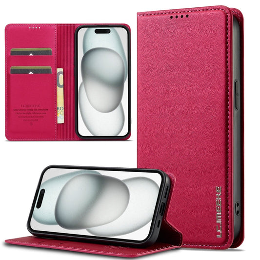 Pour iPhone 14 / 13 Étui de téléphone en PU texturé givré LC.IMEEKE Série L1 (Rouge)