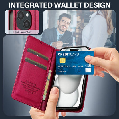 For iPhone 14 / 13 LC.IMEEKE L1 Series Frosted Fine Texture PU Phone Case(Red)