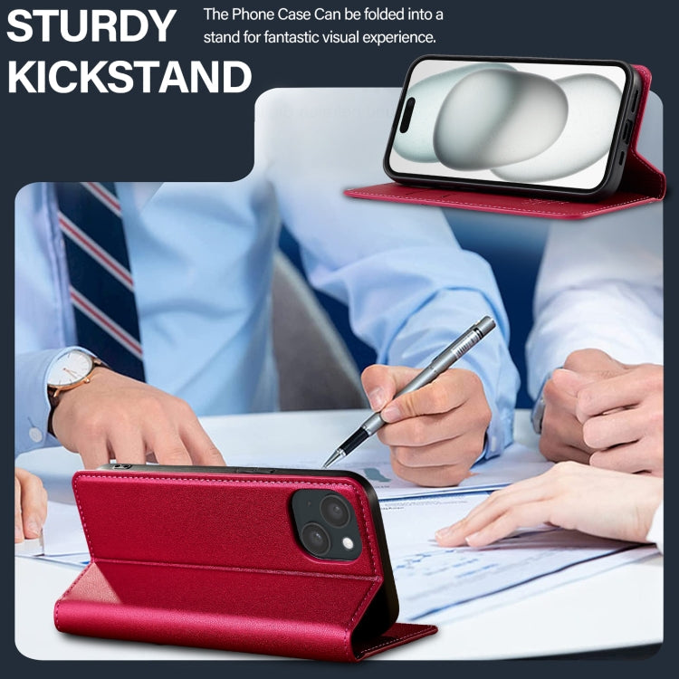 For iPhone 14 / 13 LC.IMEEKE L1 Series Frosted Fine Texture PU Phone Case(Red)