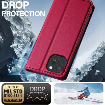 For iPhone 14 / 13 LC.IMEEKE L1 Series Frosted Fine Texture PU Phone Case(Red)