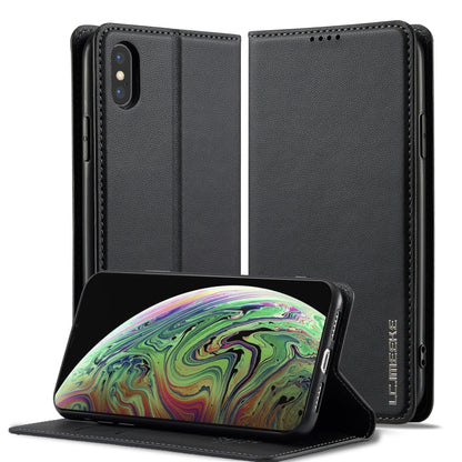 For iPhone X / XS LC.IMEEKE L1 Series Frosted Fine Texture PU Phone Case(Black)