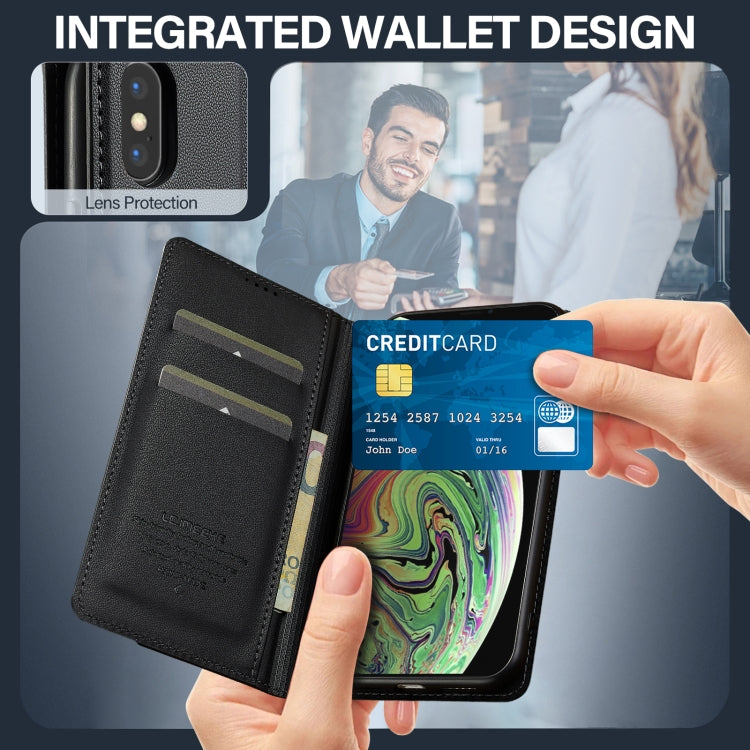 For iPhone X / XS LC.IMEEKE L1 Series Frosted Fine Texture PU Phone Case(Black)